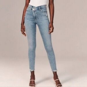 High-Rise Super Skinny Ankle Jean in Ripped Light Wash